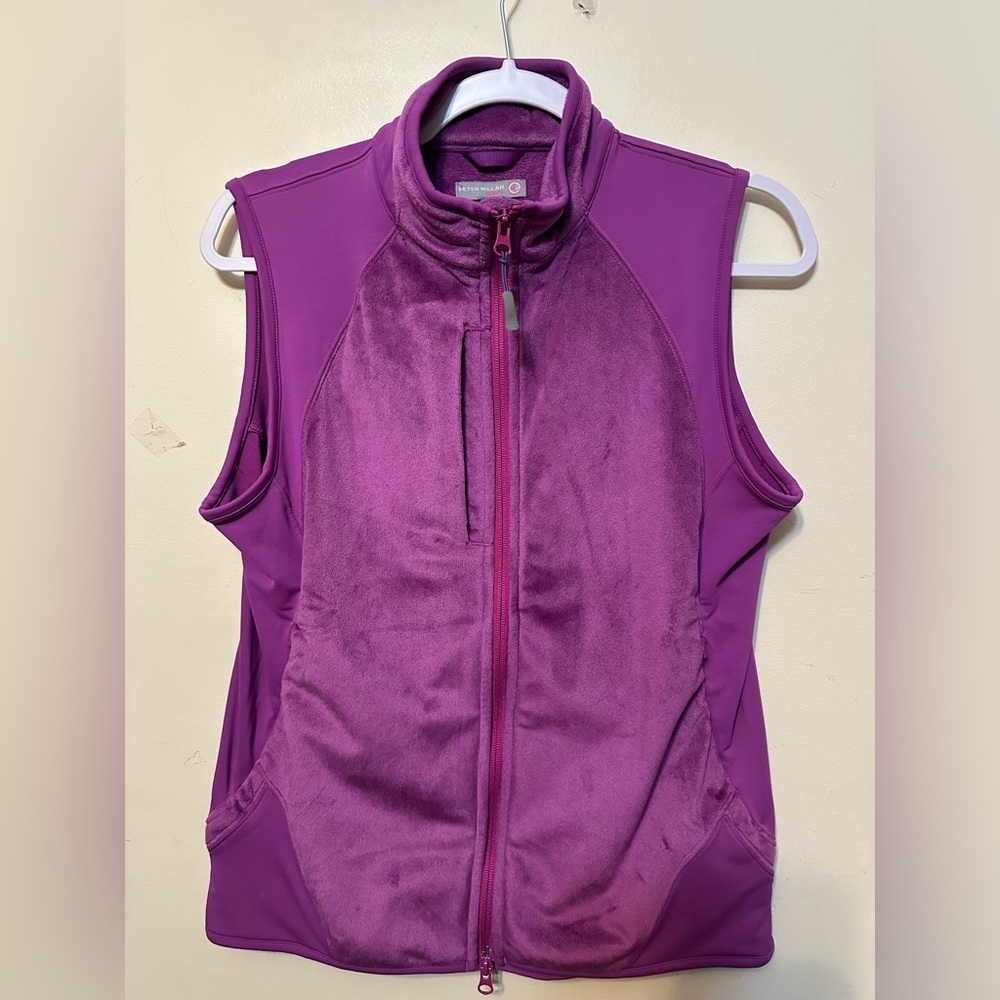 Peter Millar MediumHybrid Textured Teddy Fuzzy Fleece Vest Jacket Zip Up Preppy